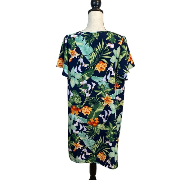 Entro Tropical Print Swim Cover Up Shift Dress Size Large - Picture 2 of 6